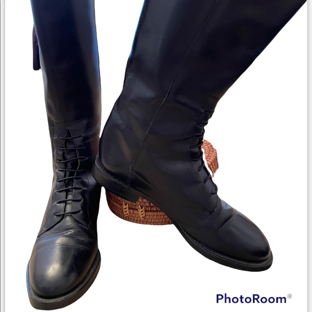 ❗️SOLD❗️Nine West MAJESTA Black Leather knee high riding boots